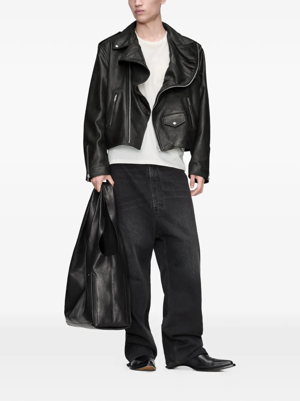Maison Margiela Leren jack Zwart