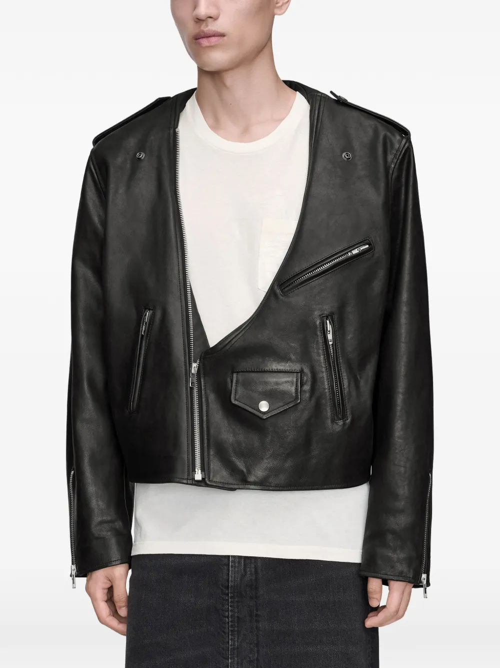 Maison Margiela Leren jack Zwart