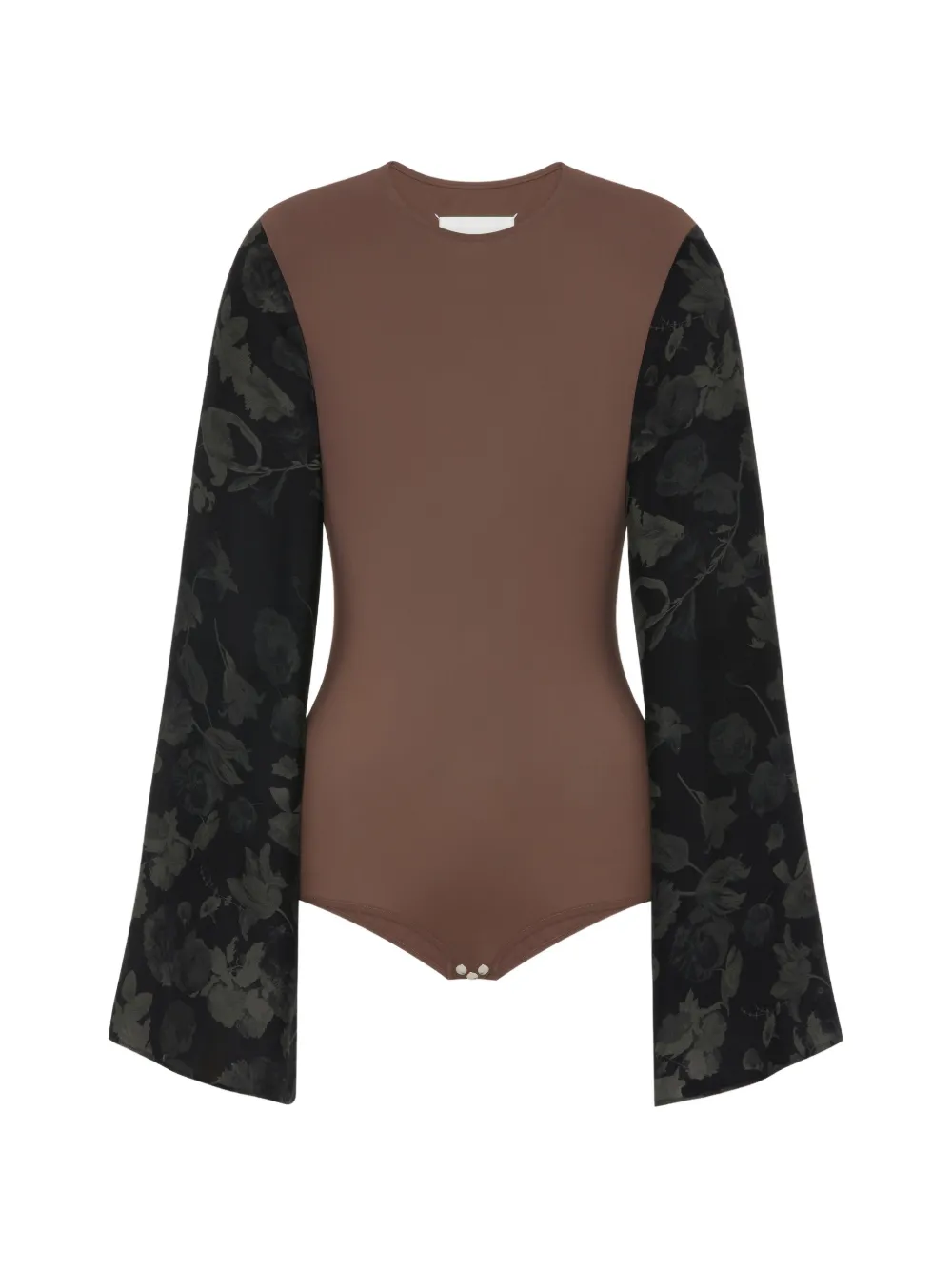 Maison Margiela floral-sleeves top - Marrone