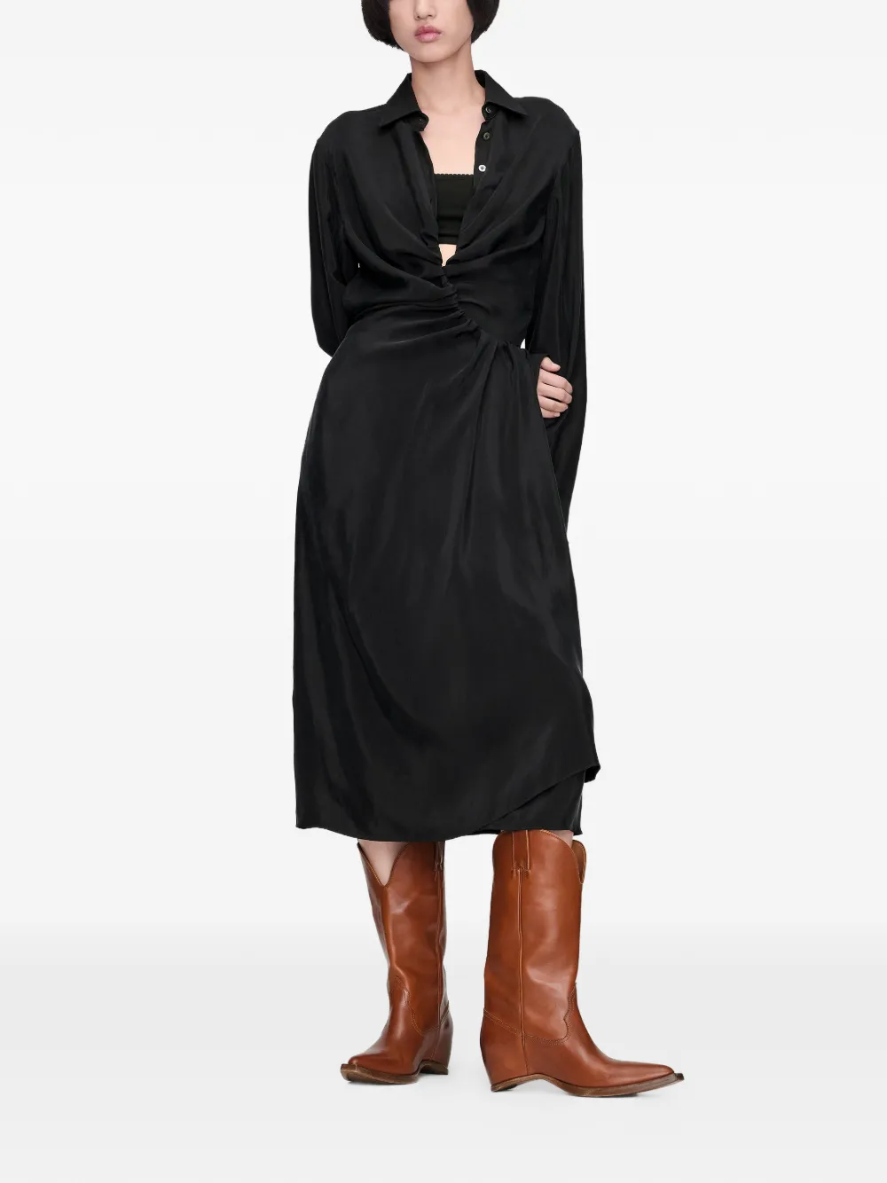 Maison Margiela Gedrapeerde blousejurk Zwart