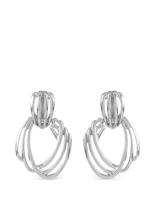 Monet Pre-owned 1970s Opnework Clip-on Earrings in Silver