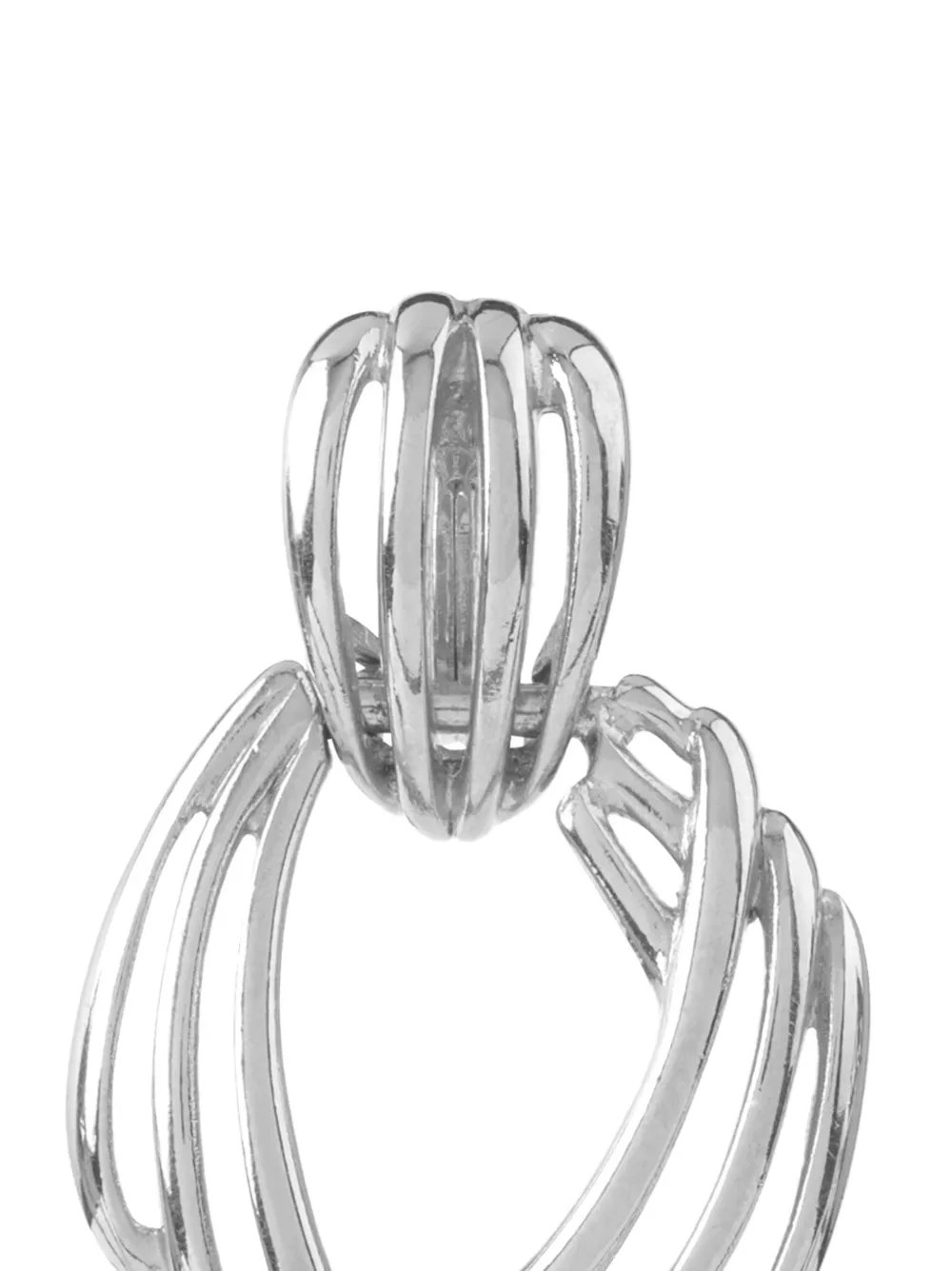 Monet Pre-owned 1970s Opnework Clip-on Earrings in Silver, view 2