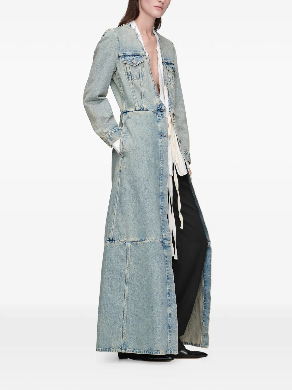 Maison Margiela Denim maxi-jas Blauw