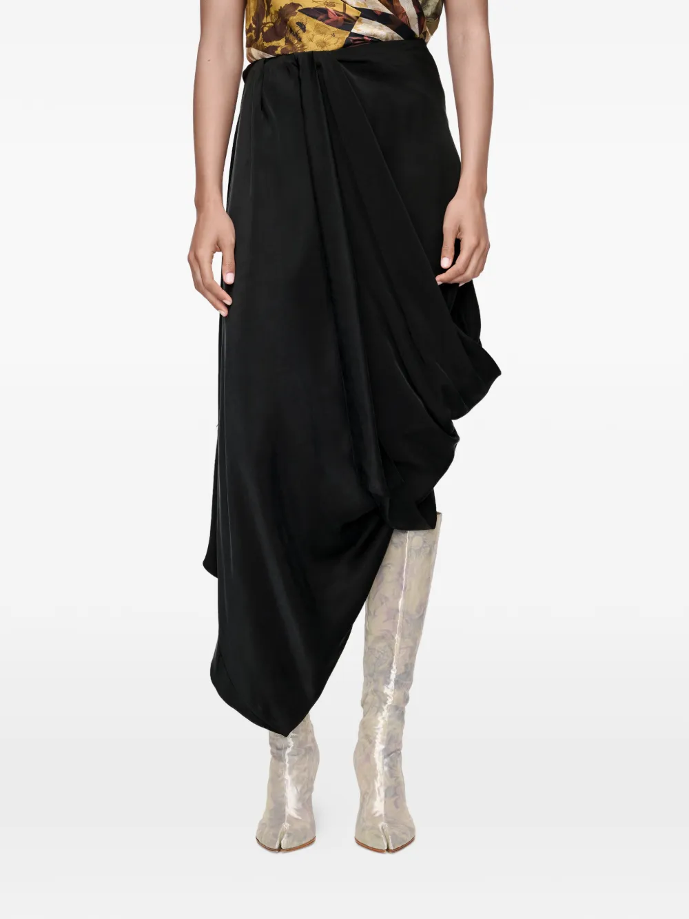 Maison Margiela Gedrapeerde midi-rok Zwart