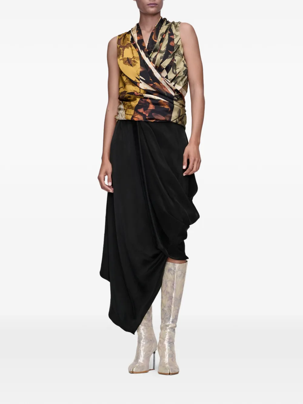  Maison Margiela Draped Midi Skirt - Black 