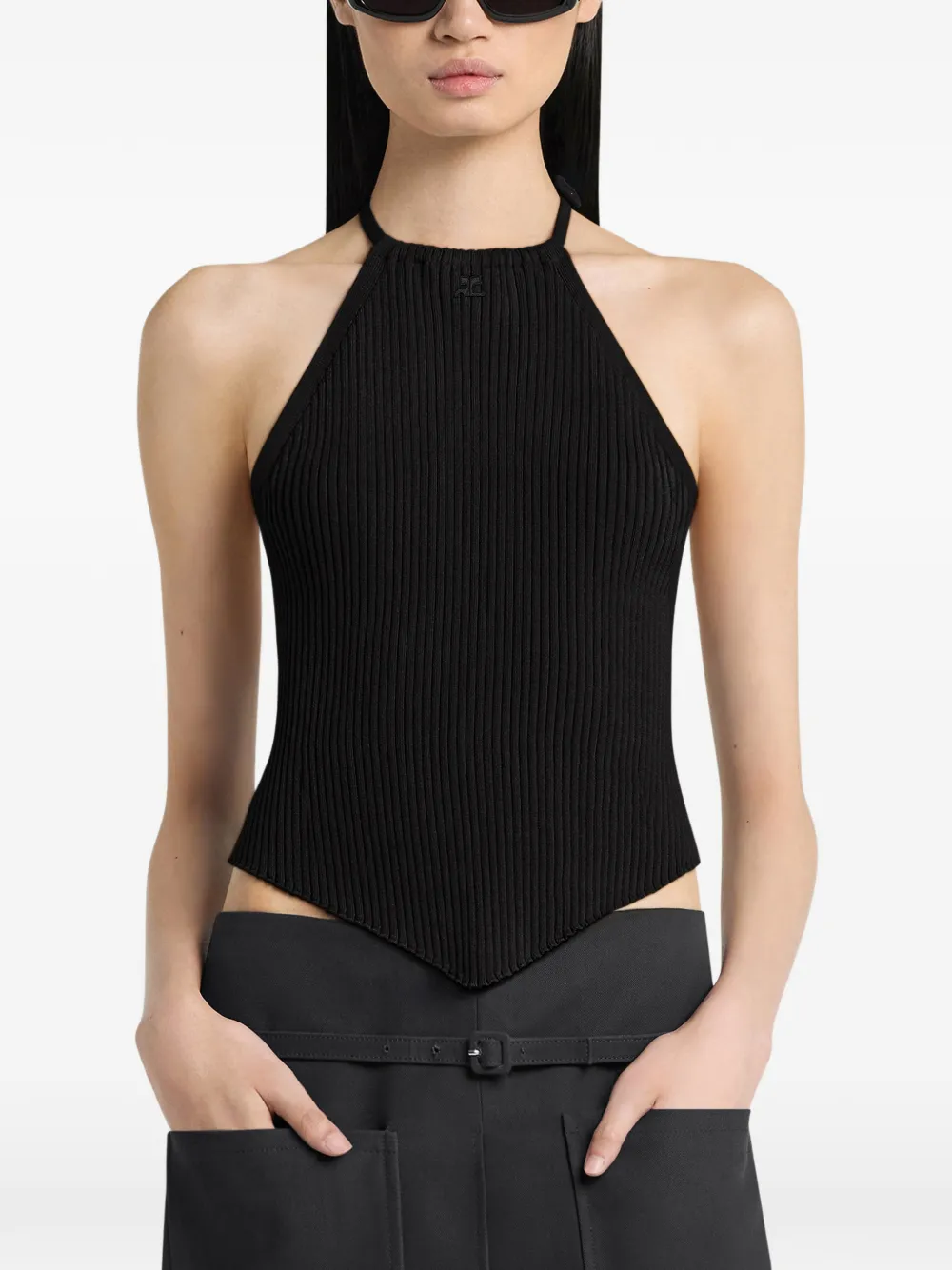 Courrèges Ribgebreide top Zwart