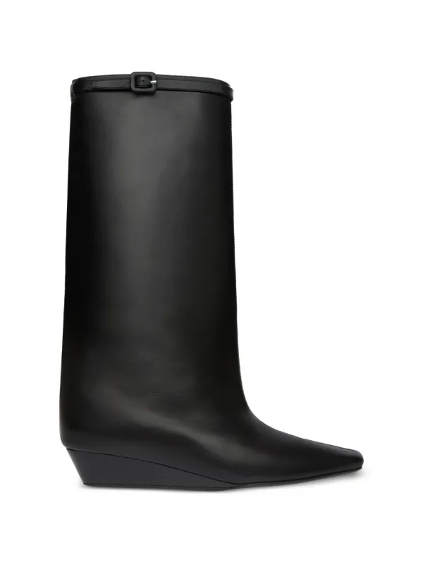 Courrèges Melting Wedged Leather Boots in Black
