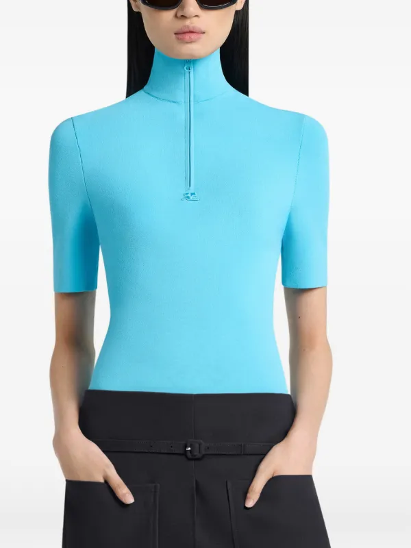 Courreges トップ のみ値下げOK Courrèges モックネック トップ | ブルー | FARFETCH JP