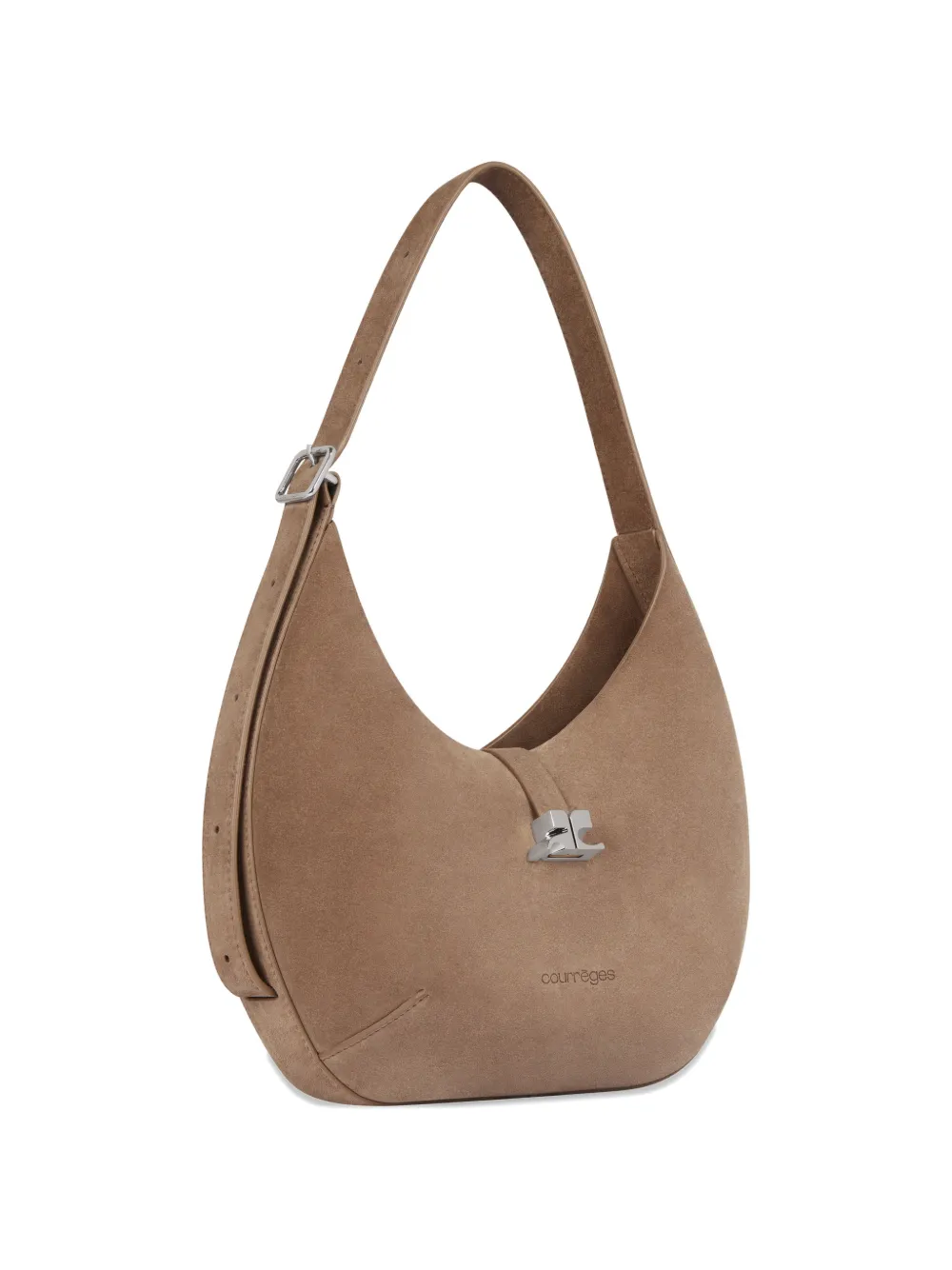 Courrèges Schoudertas met logoplakkaat Beige