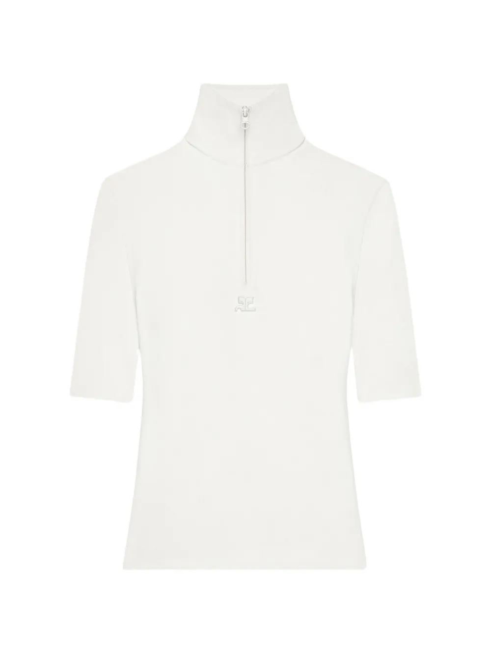 Courrèges Top con mezza zip e logo - Bianco