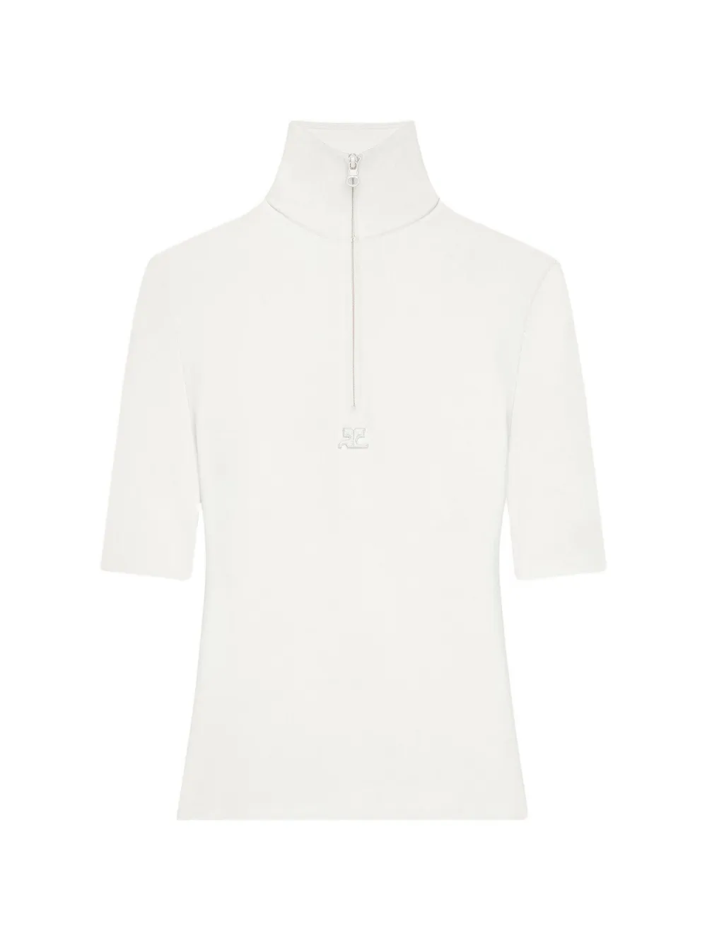 Courrèges Top met halve rits en logodetail Wit
