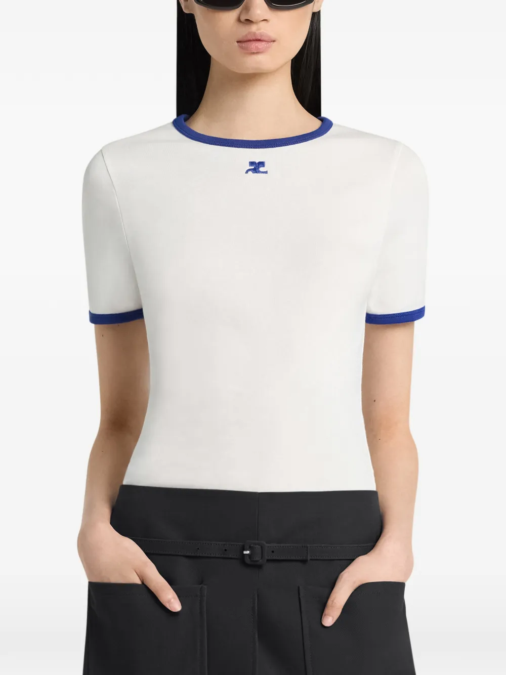 Courrèges T-shirt met geborduurd logo Wit