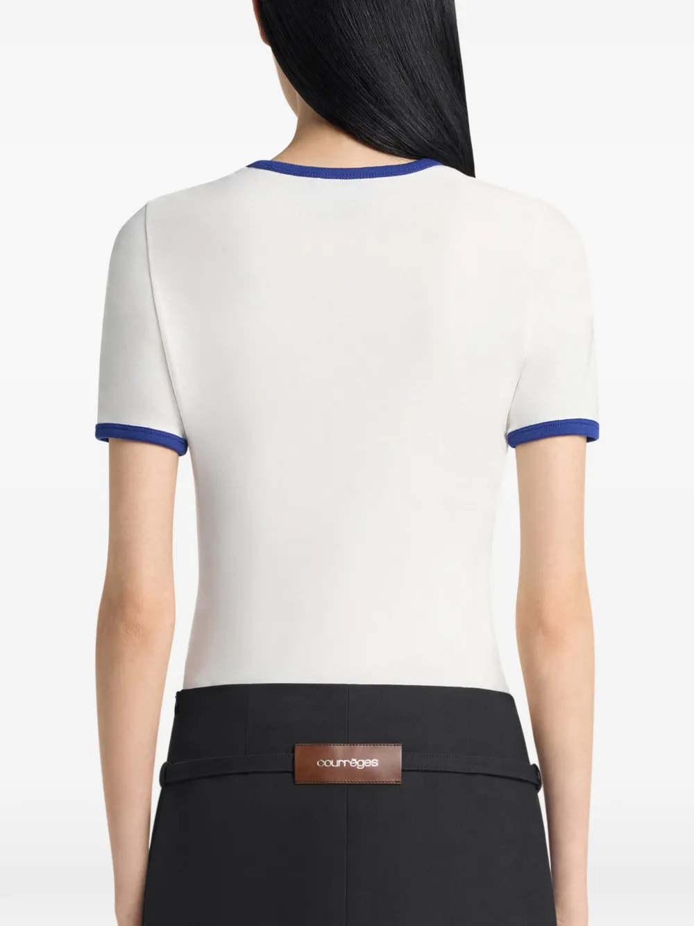 Courrèges Signature Contrast T-shirt in White, view 5