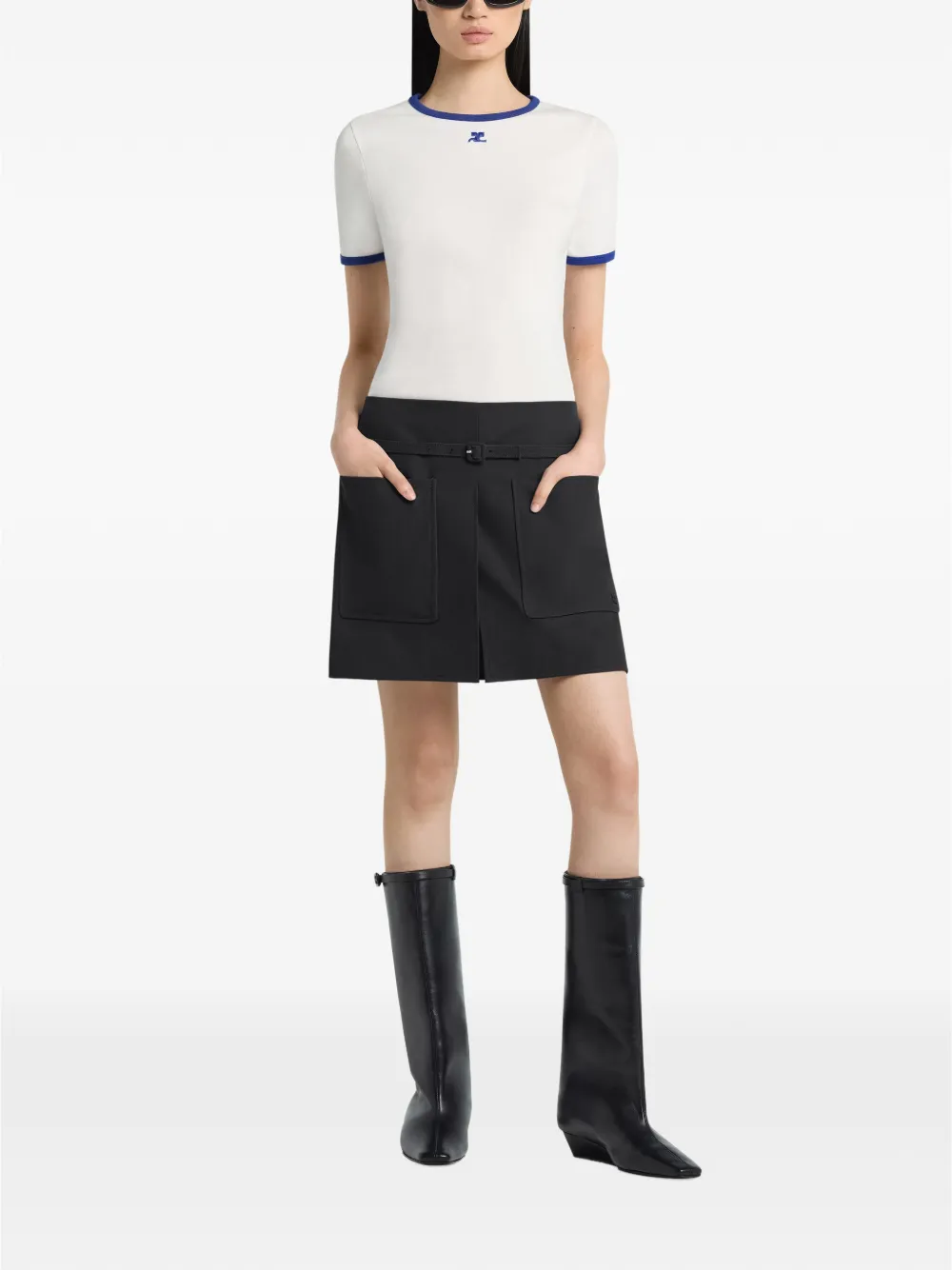 Courrèges Signature Contrast T-shirt in White, view 2