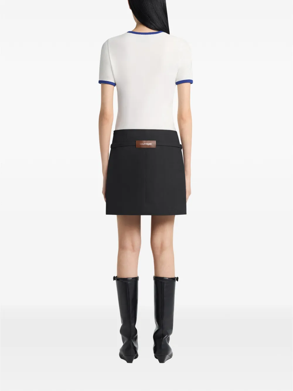 Courrèges Signature Contrast T-shirt in White, view 3