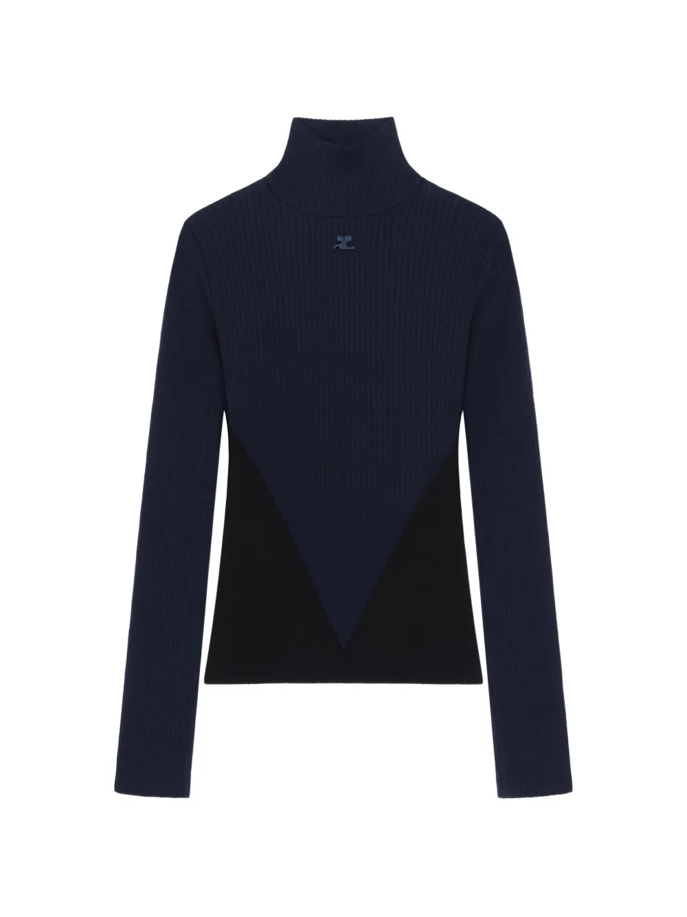 Courrèges Rollkragenpullover mit V-Ausschnitt - Blau