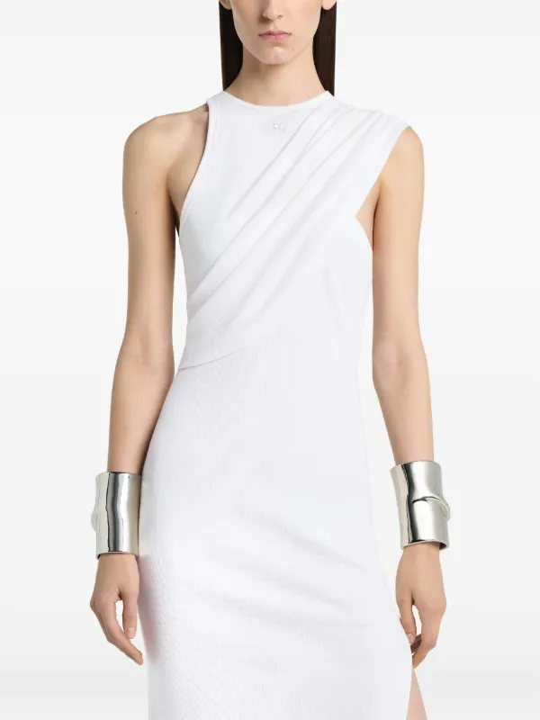 courreges asymmetric dress 90's Rib Twist Midi Dress - Heritage White - XL