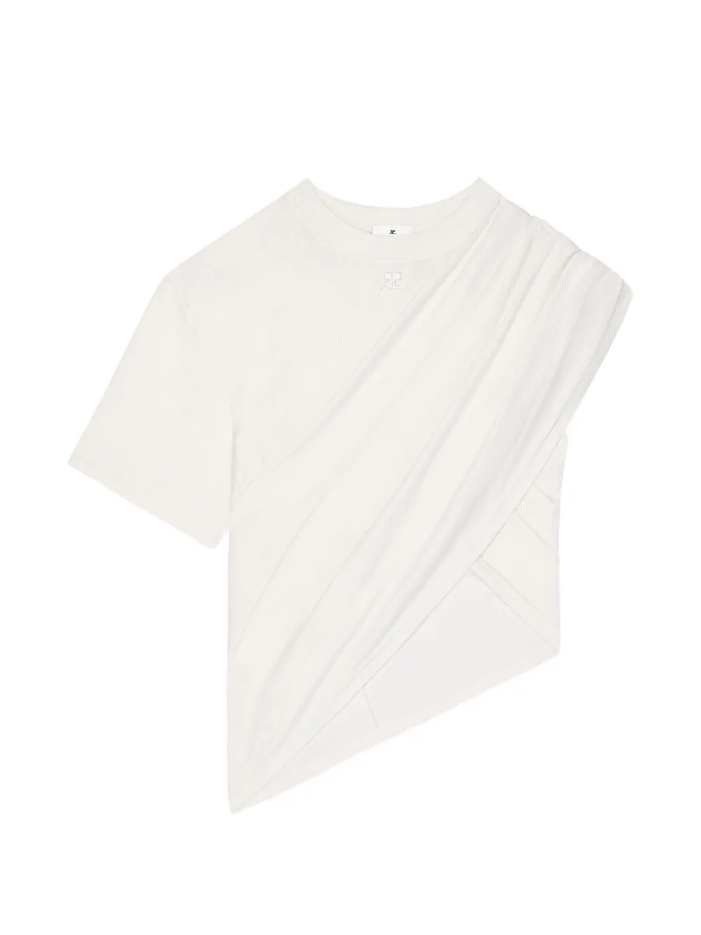 Courrèges T-shirt met asymmetrische mouwen Wit