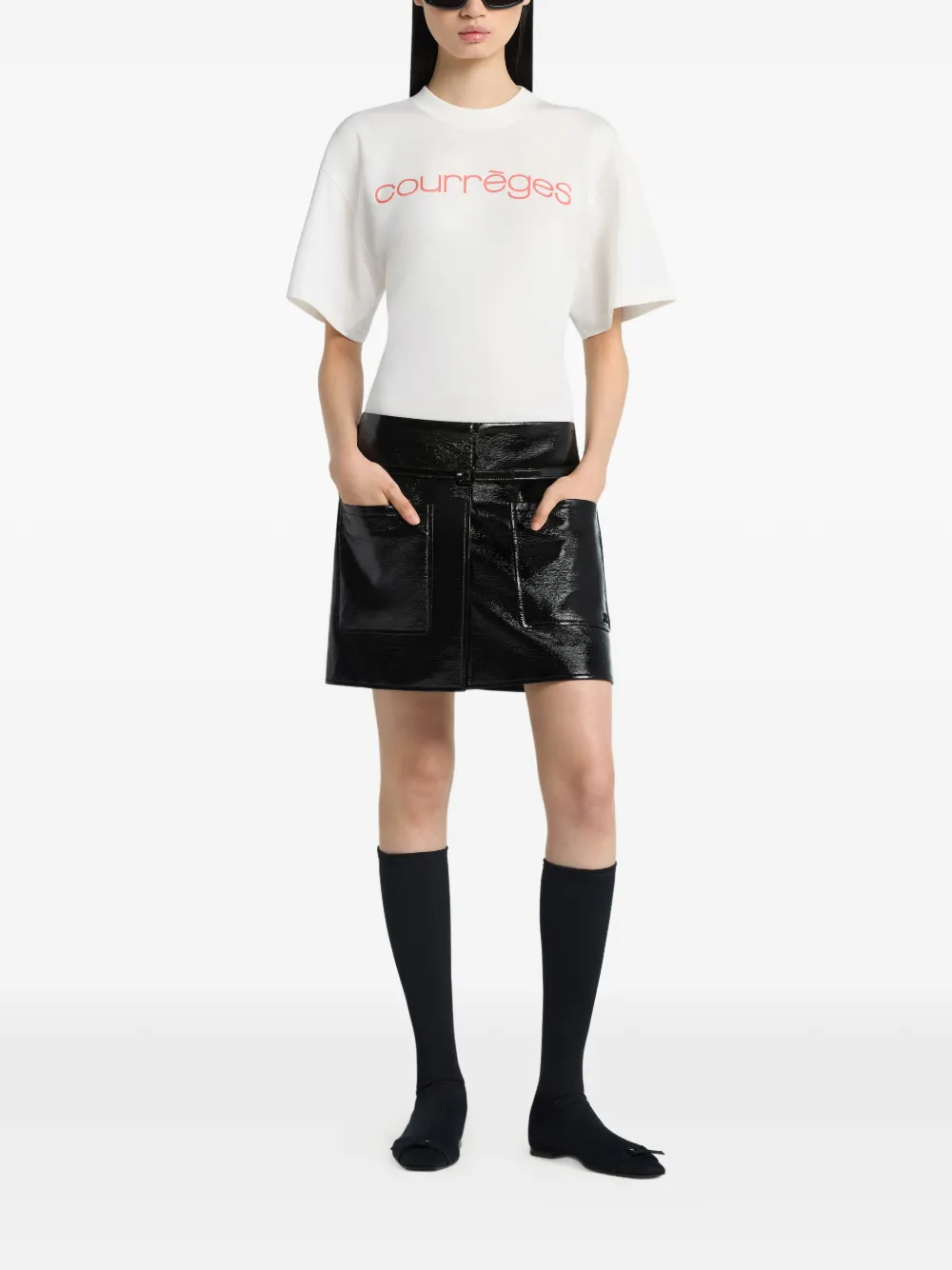 Courrèges T-shirt met print Wit