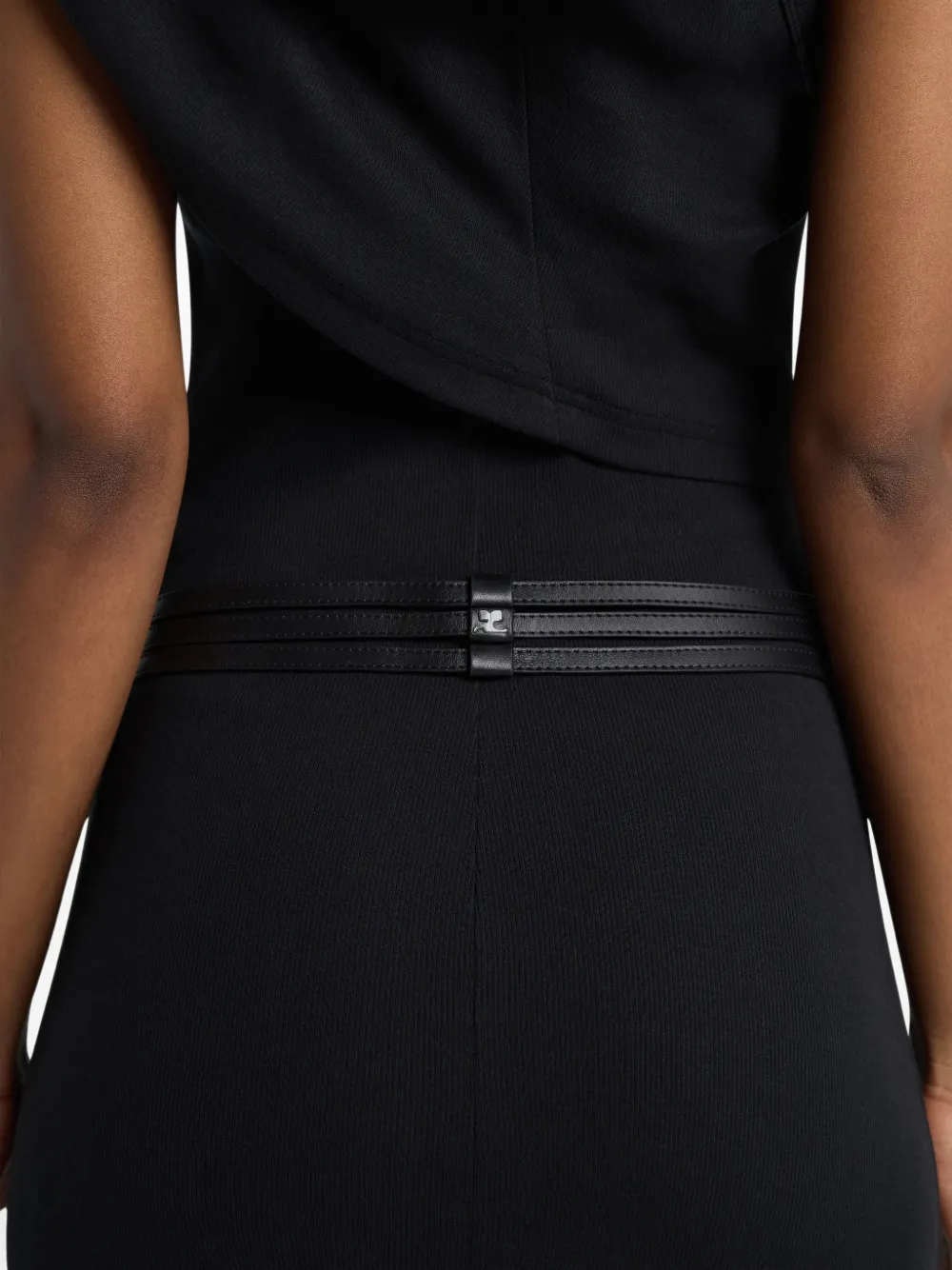 Courrèges Vierkante leren drievoudige riem Zwart