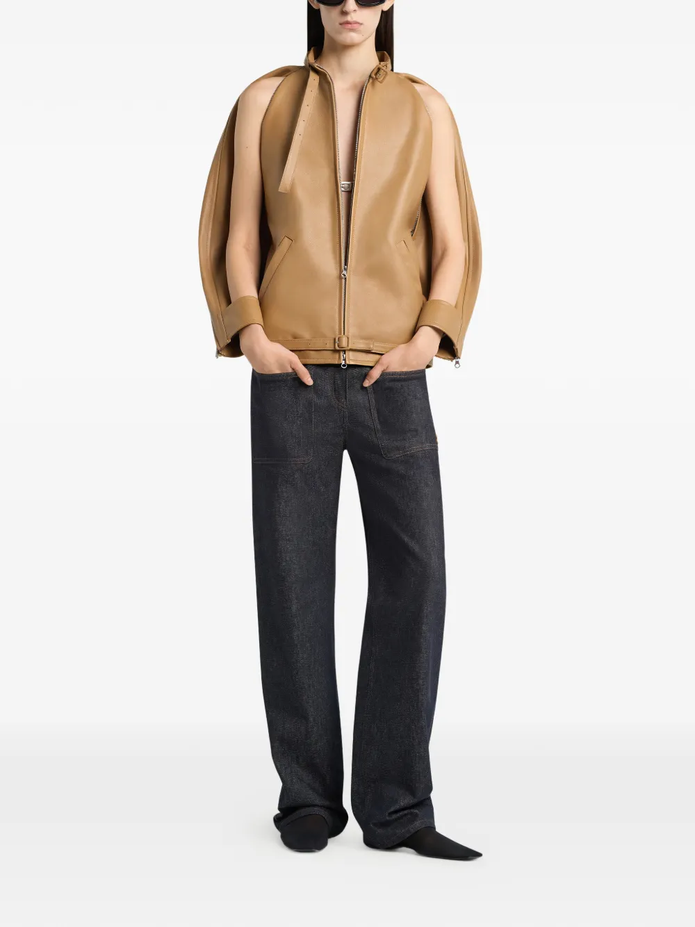 Courrèges Circle Edge bomberjack met uitgesneden details Beige