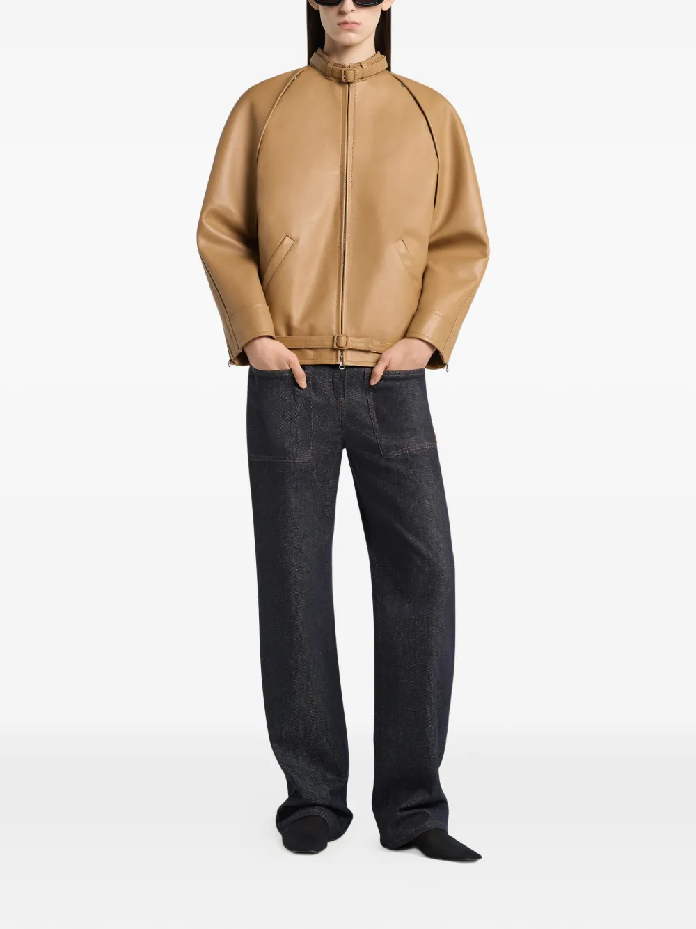 Courrèges Circle Edge bomberjack met uitgesneden details Beige