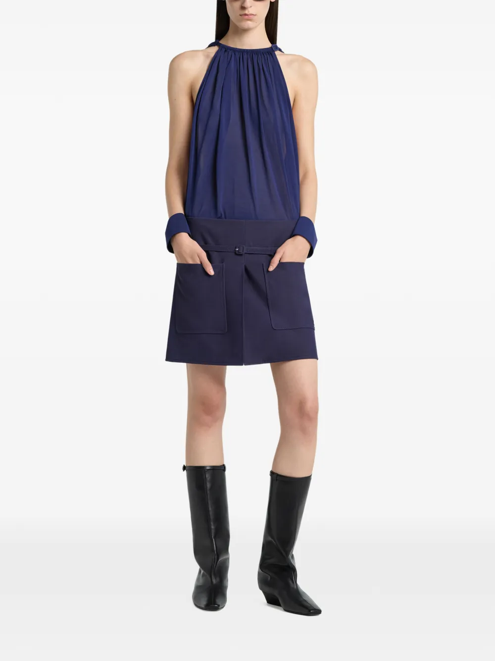 Courrèges Mini-rok met ceintuur en zak Blauw