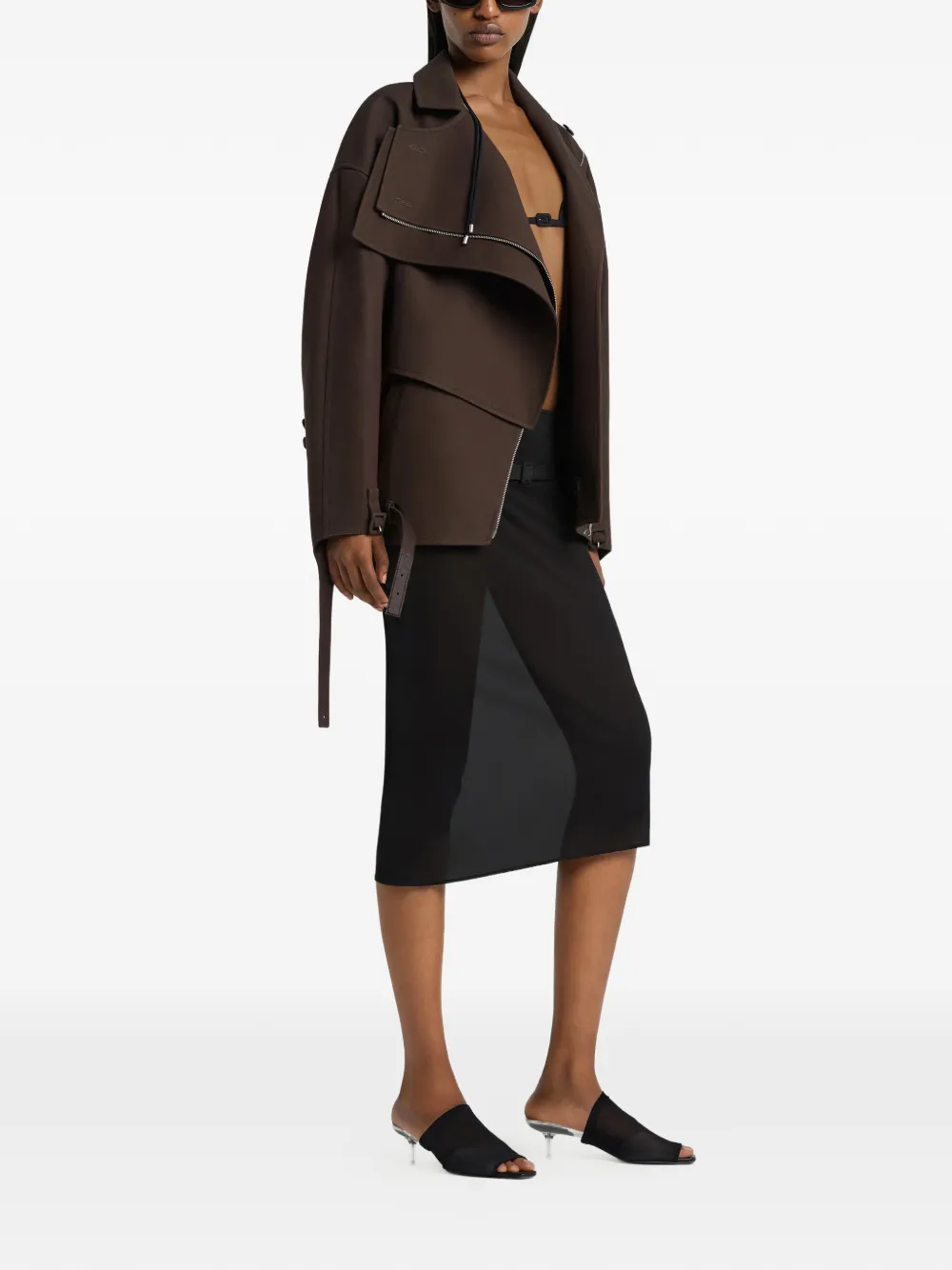 Courrèges Asymmetrische trenchcoat Bruin