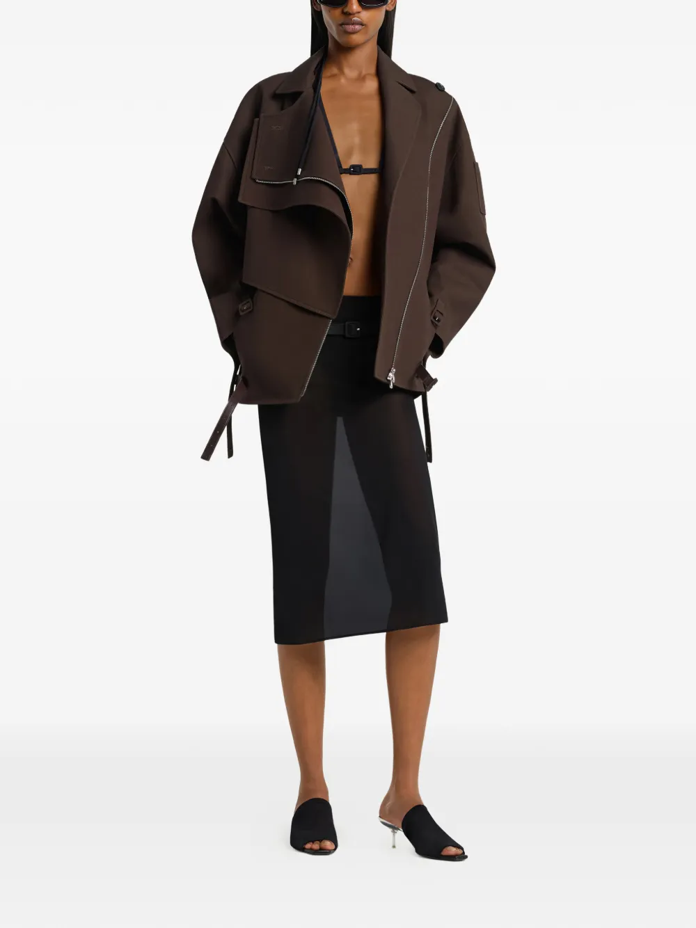 Courrèges Asymmetrische trenchcoat Bruin
