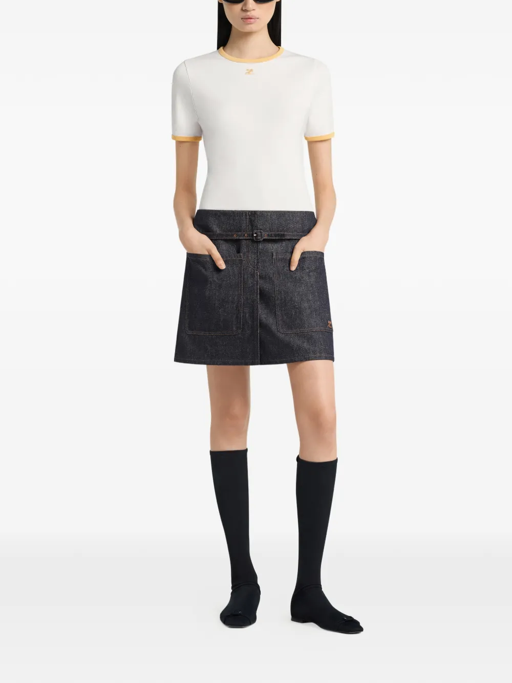 Courrèges T-shirt met contrasterende afwerking Wit