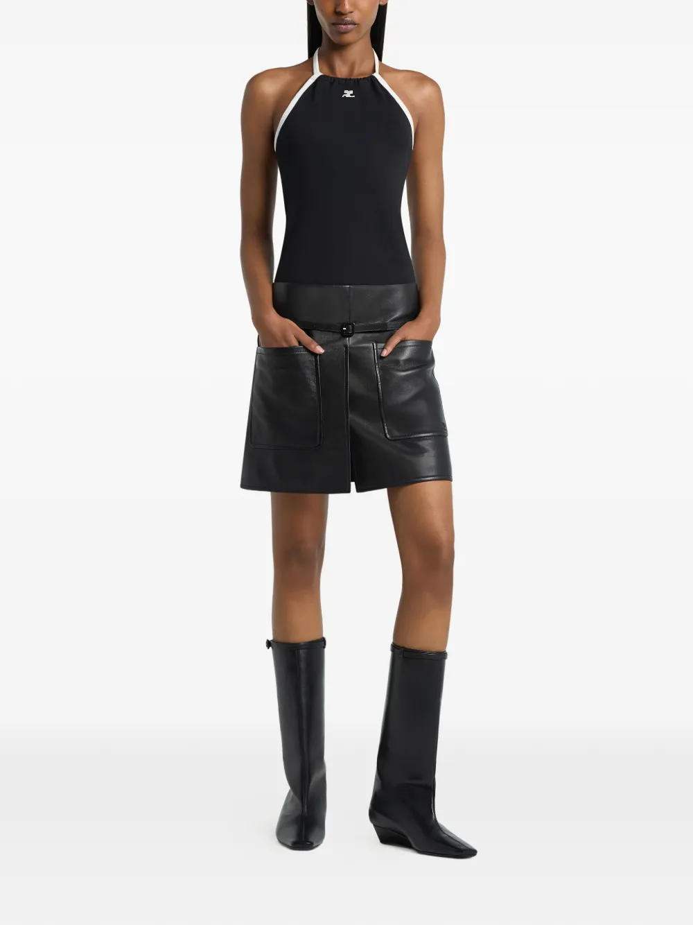 Courrèges Tanktop met gestrikte zijkant Zwart
