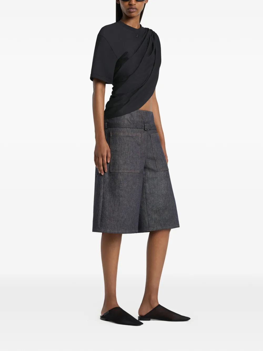  Courrèges Pantalones Vaqueros Cortos A Paneles - Azul 