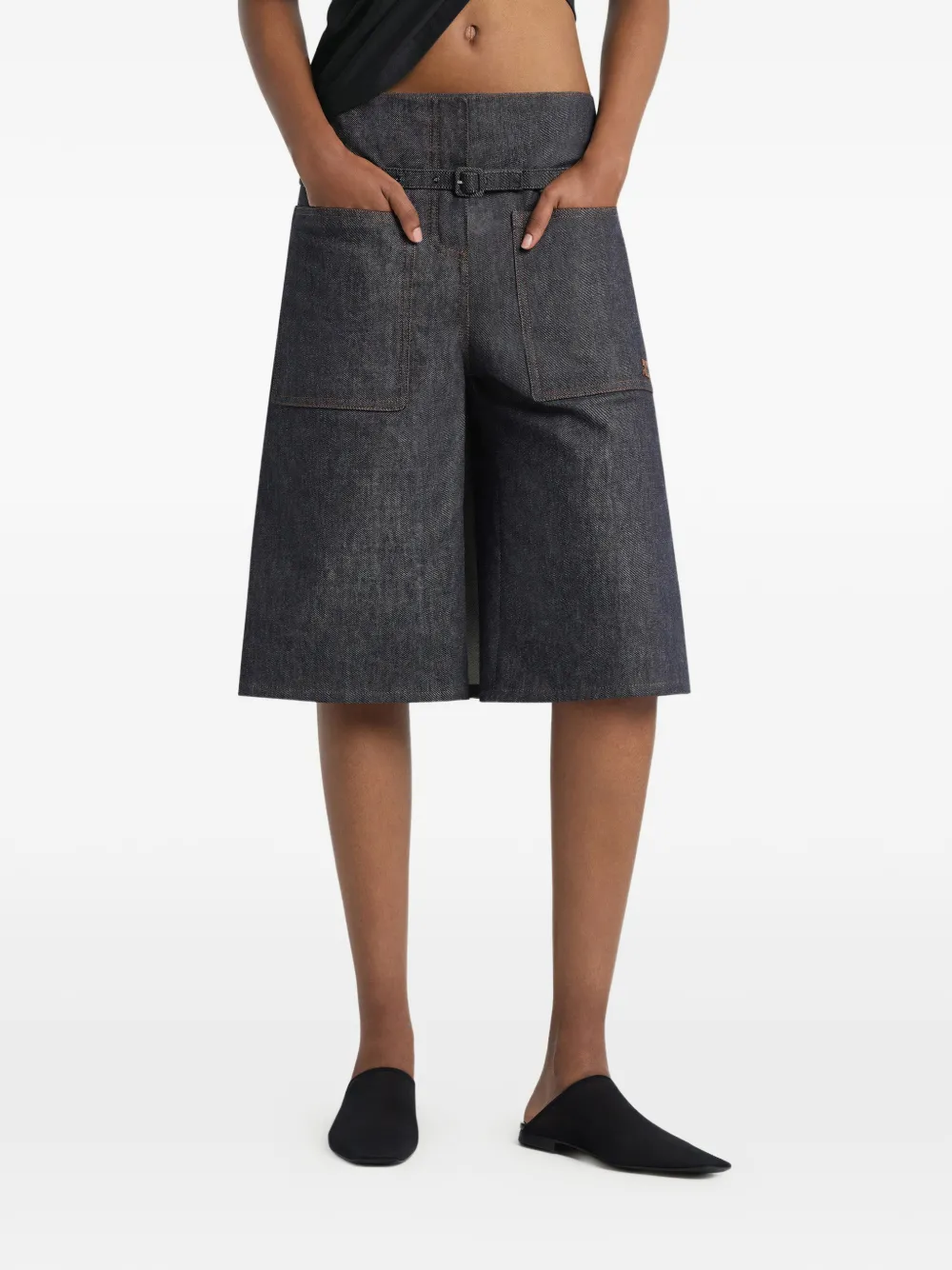 Courrèges Denim shorts met vlakken Blauw