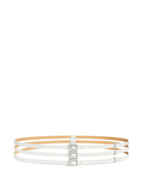 Courrèges Triple Square Leather Belt in White