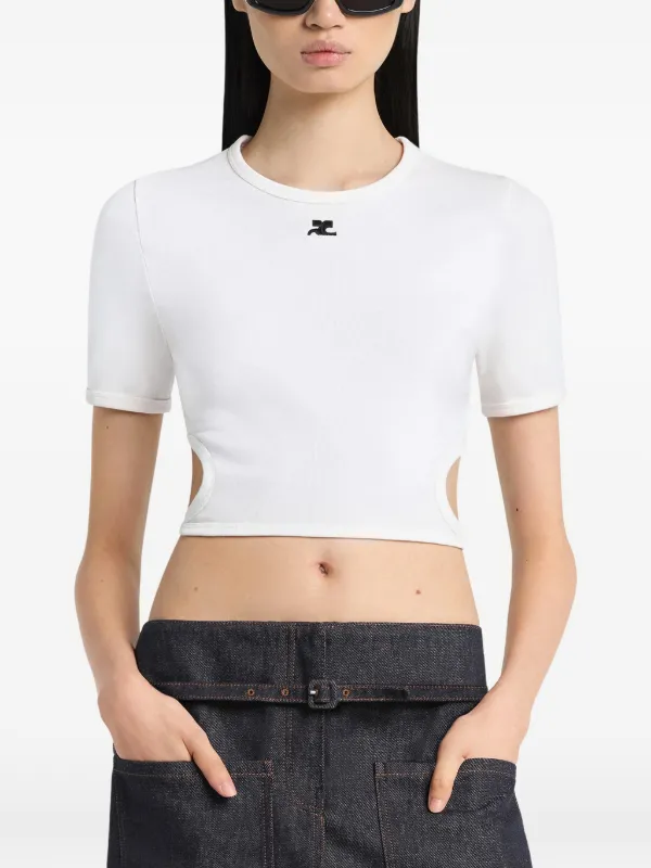 Courrèges クロップド カットアウト Tシャツ | ホワイト | FARFETCH JP