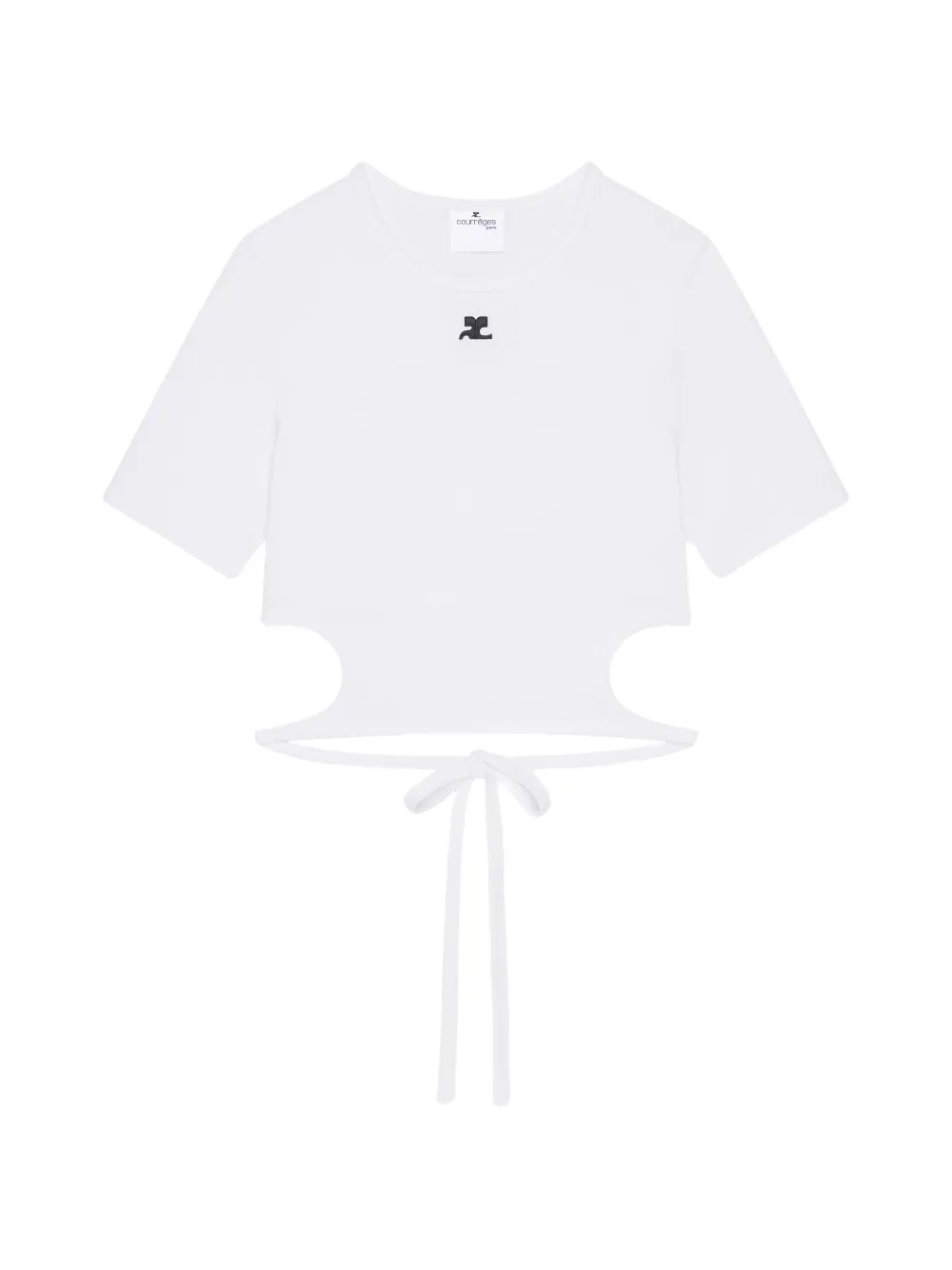 Courrèges Cropped-T-Shirt mit Cut-Outs - Weiß