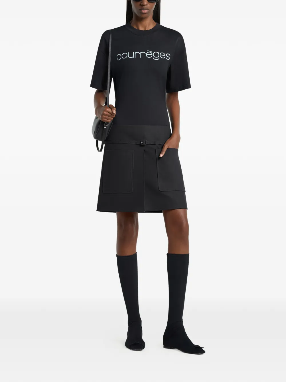 Courrèges T-shirt met logoprint Zwart