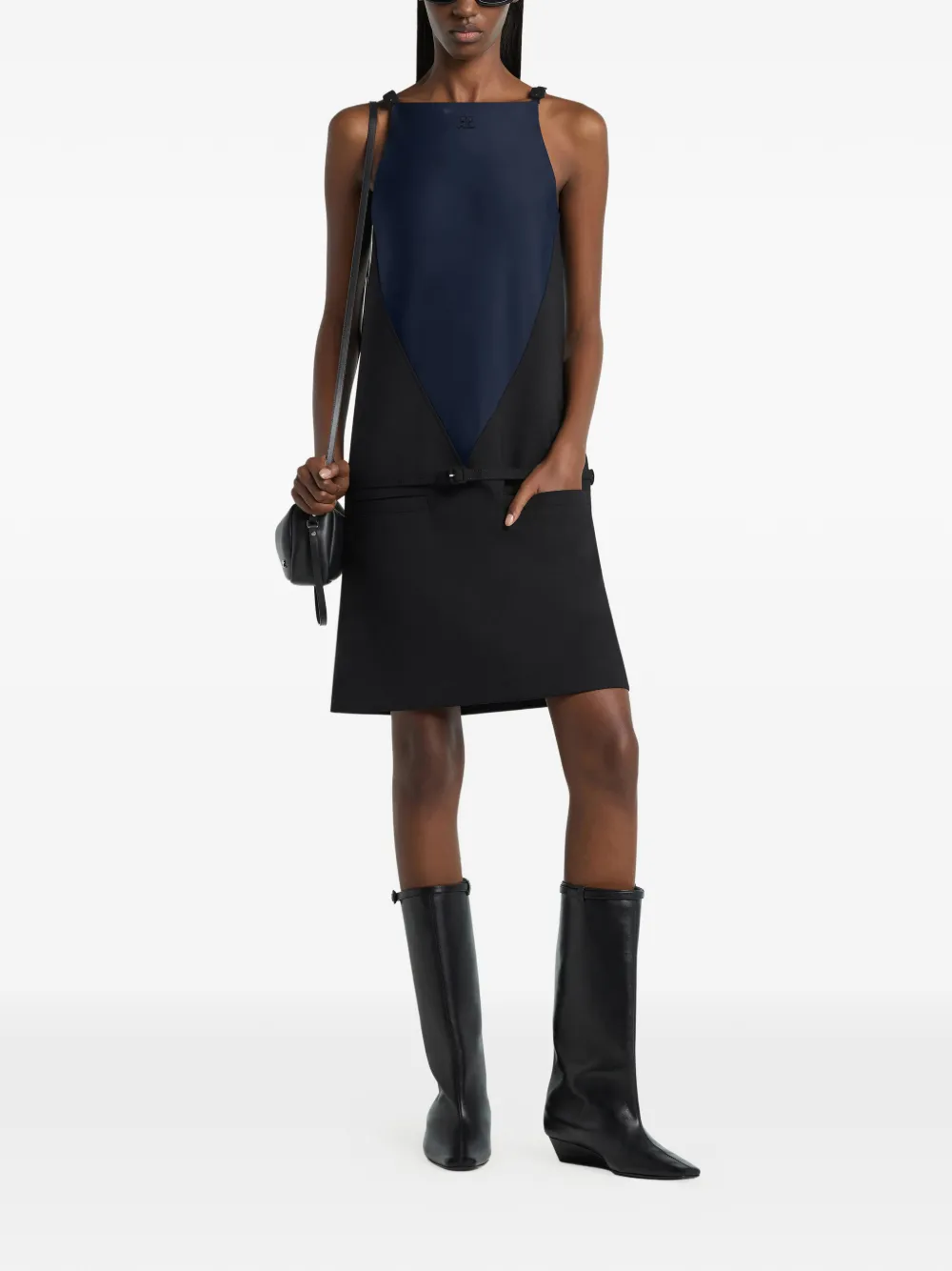 Courrèges Midi-jurk met gespdetail Zwart