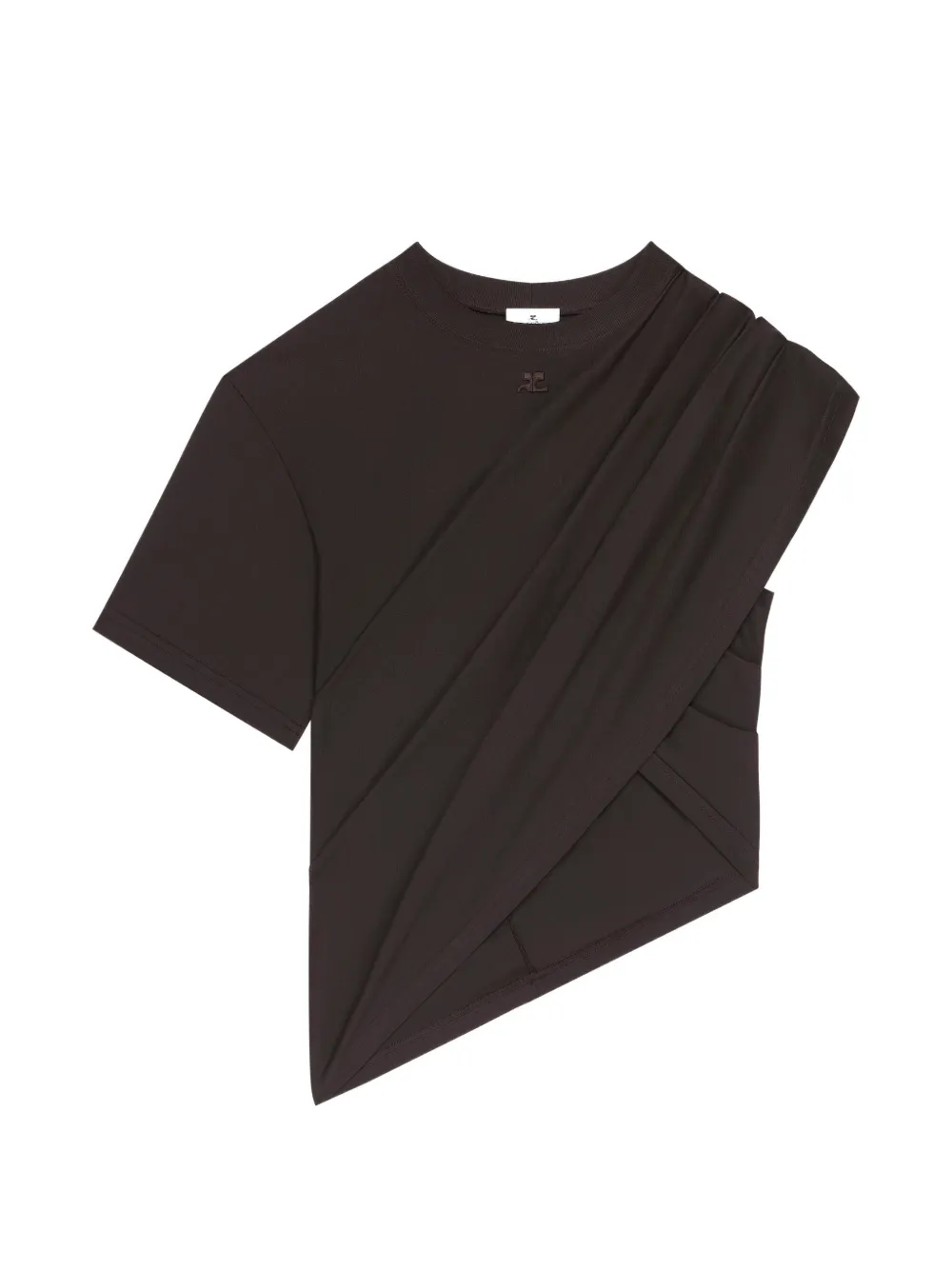 Courrèges T-shirt asimmetrica drappeggiata - Marrone