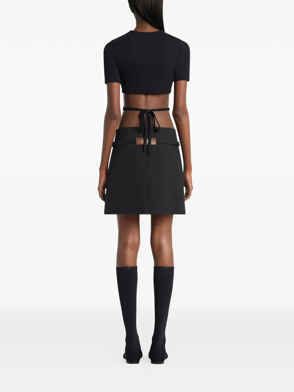Courrèges T-shirt met lint en uitgesneden details Zwart
