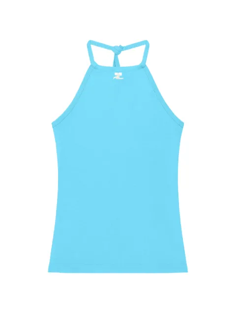 Courrèges top bordado con cuello halter
