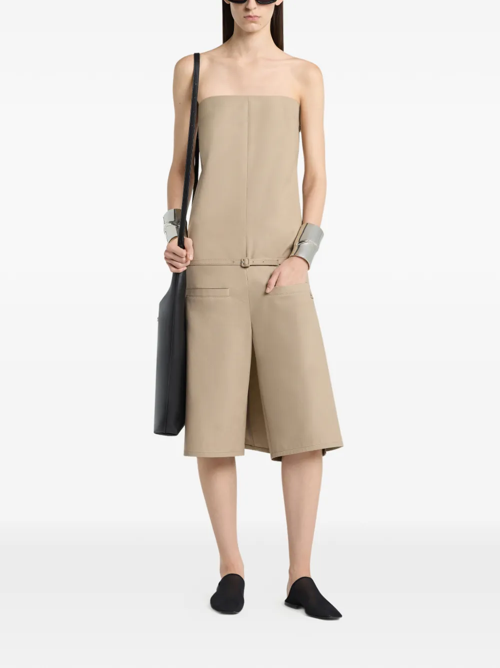  Courrèges Belted Strapless Playsuit - Neutrals 