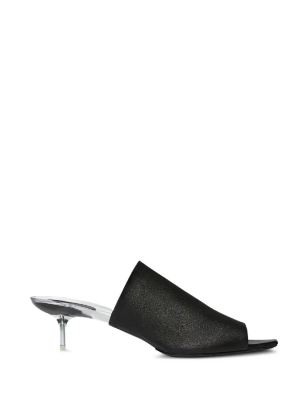 Courrèges Leather Mules in Black