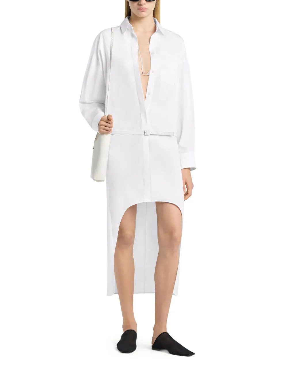 Courrèges Asymmetrische jurk met polokraag Wit