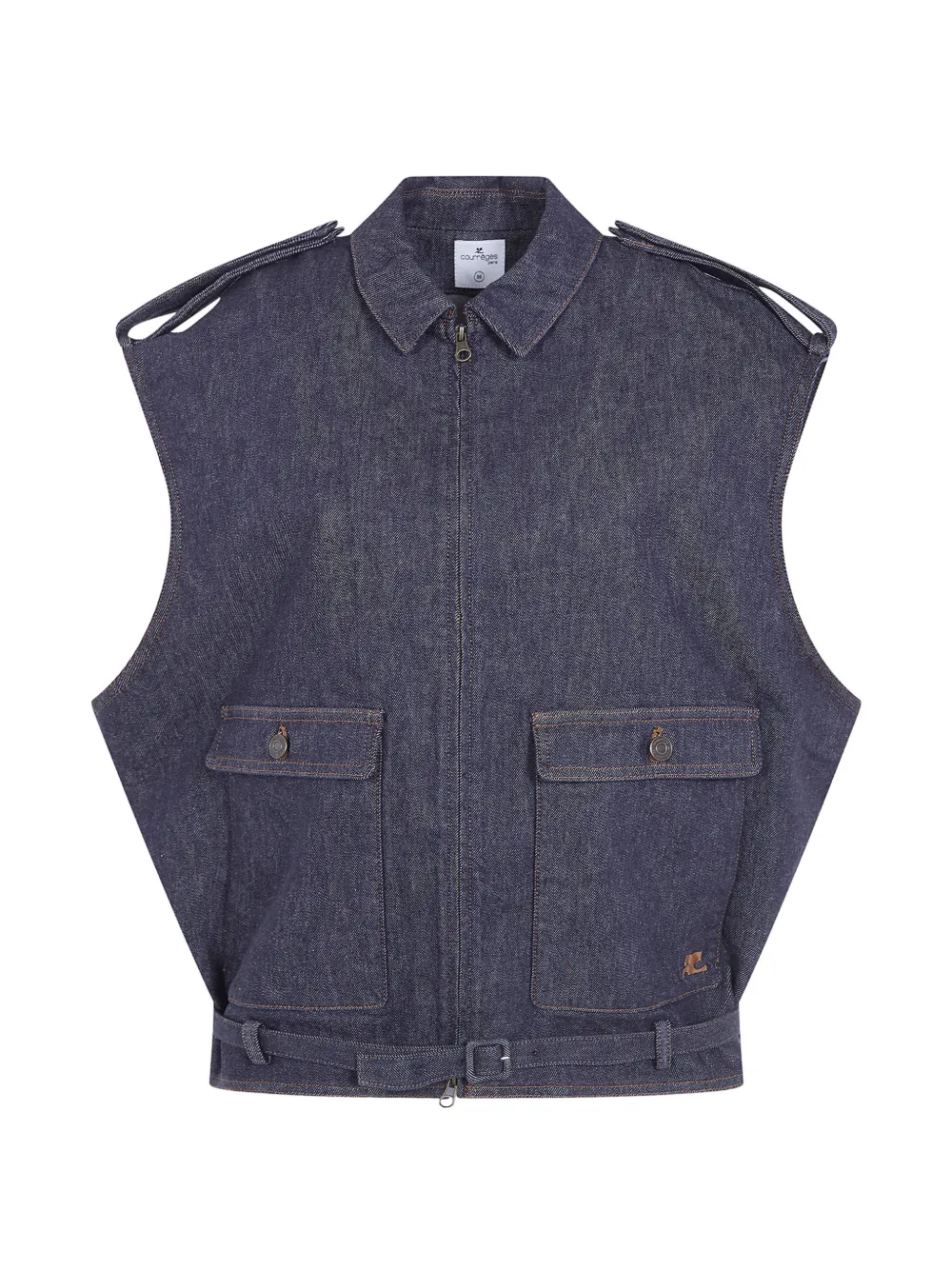 Courrèges sleeveless denim bomber jacket - Blue