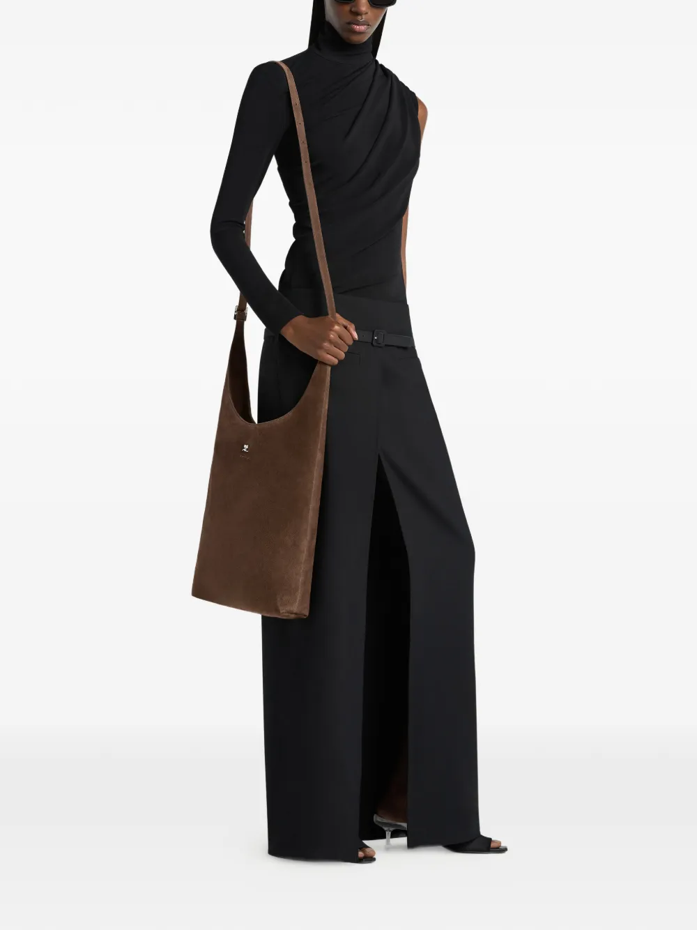  Courrèges Large Melt Suede Shoulder Bag - Brown 