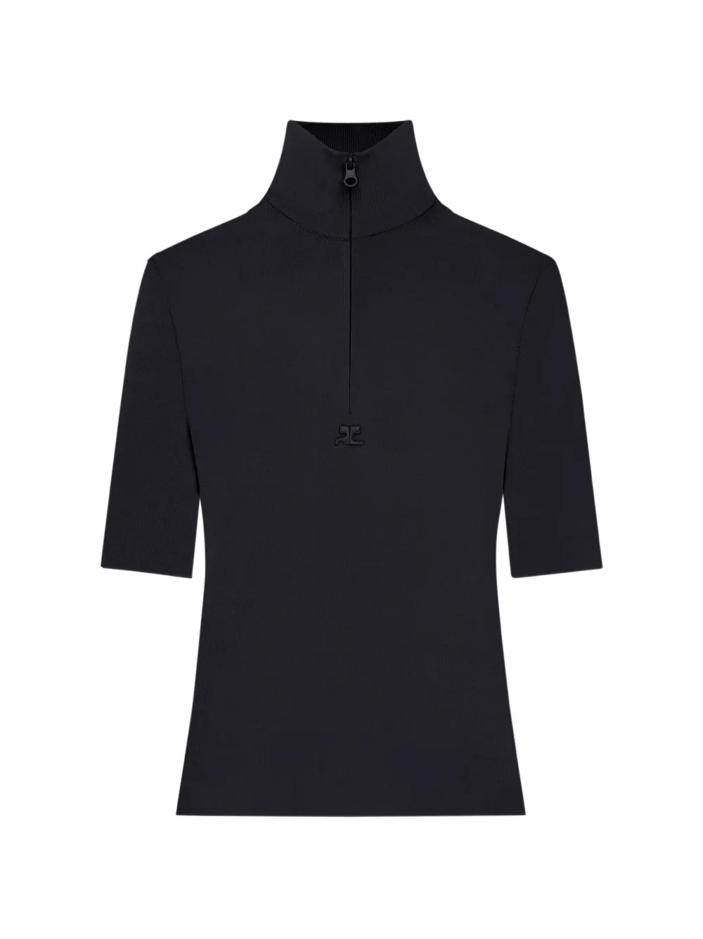 Courrèges Top con mezza zip - Nero