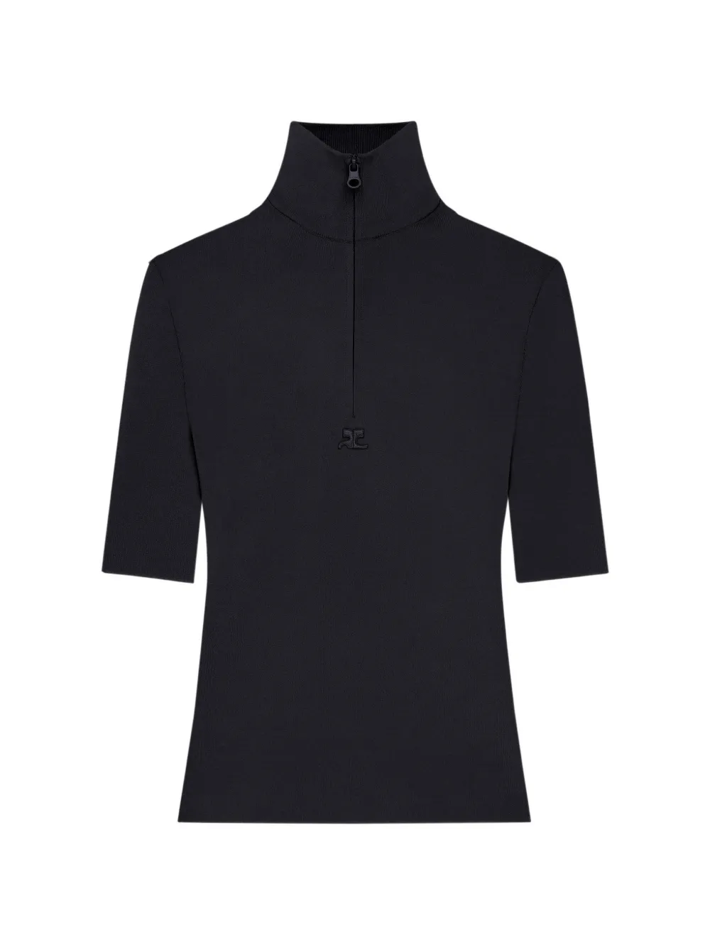 Courrèges Top con mezza zip - Nero