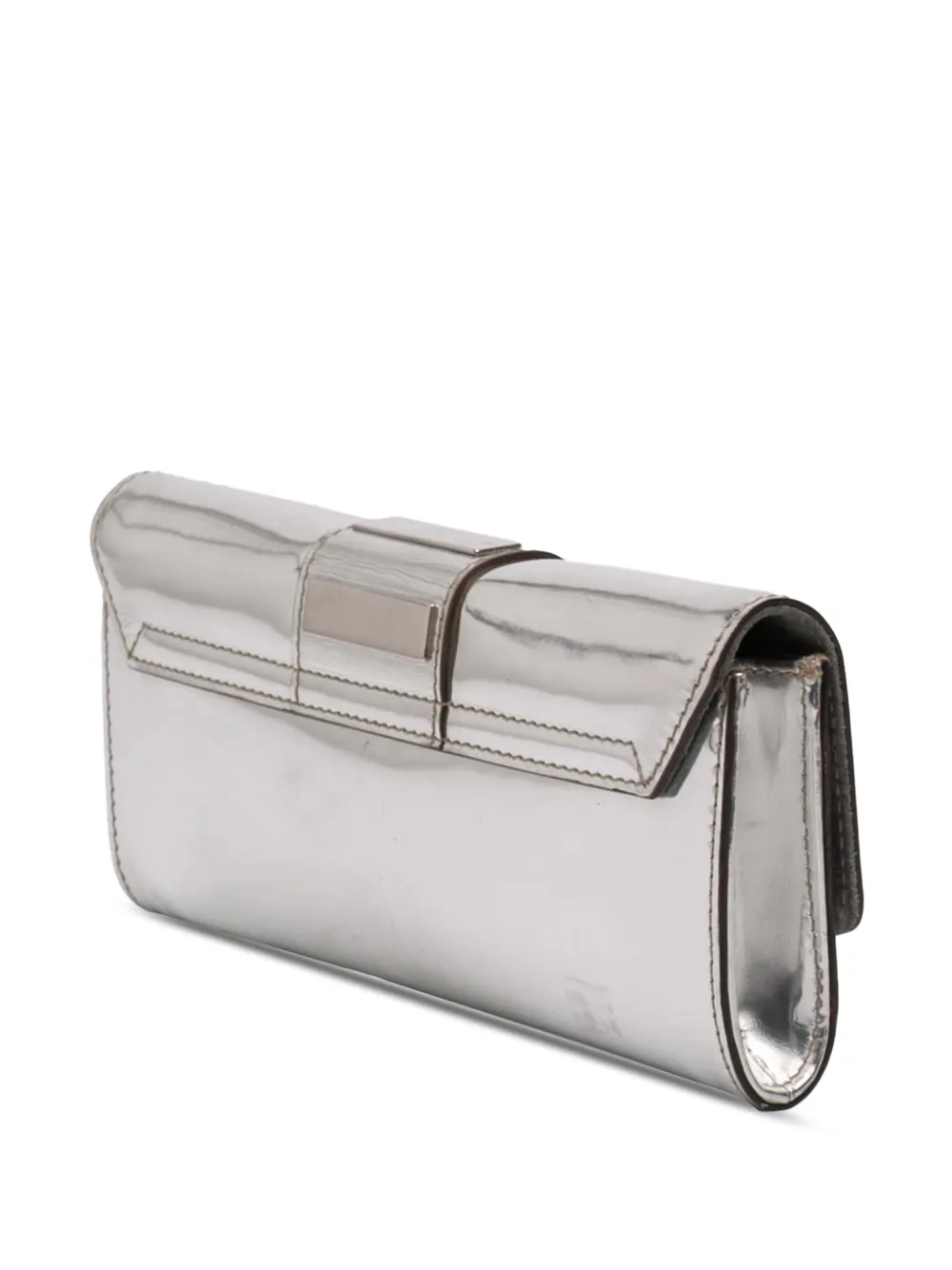  Gucci Pre-owned 2016-2026 Patent Leather Mirror Clutch Bag - Silver 