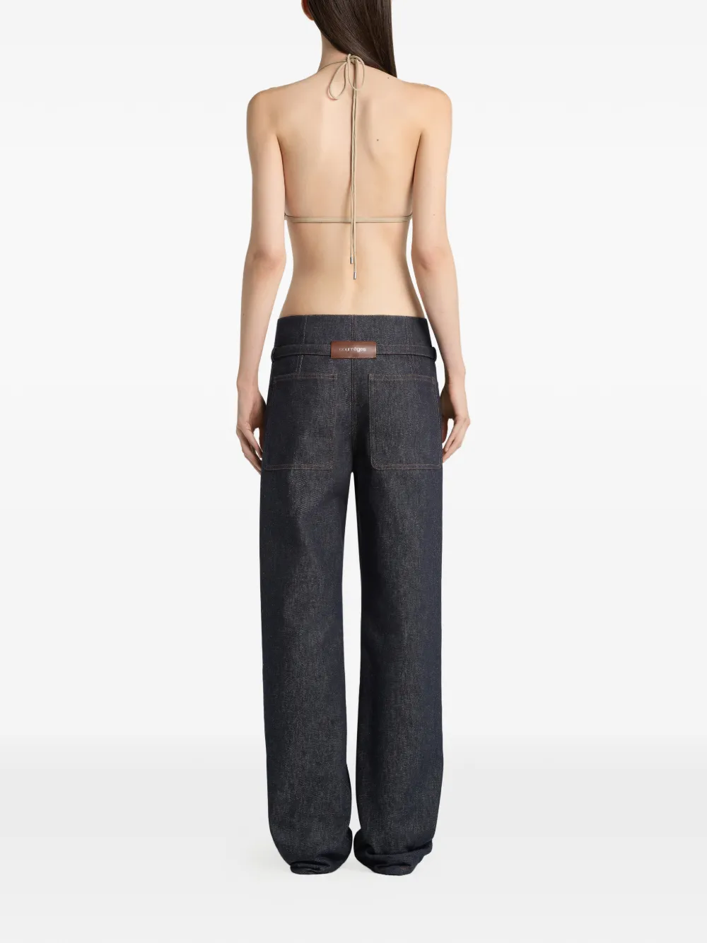 Courrèges Straight jeans met logodetail Blauw